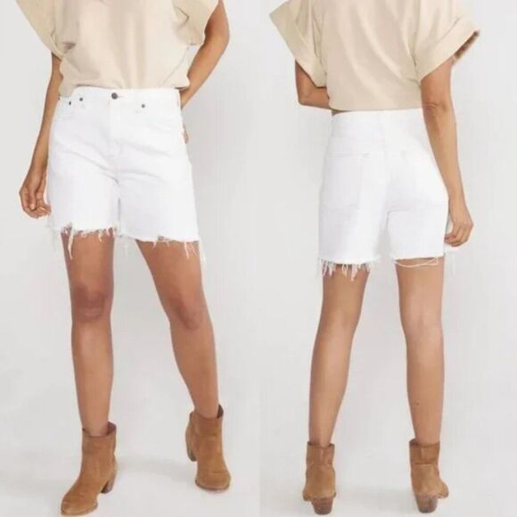 New Etica Skylar Cutoff High Rise Relaxed Denim Shorts in Vintage White size 26 - Picture 1 of 14
